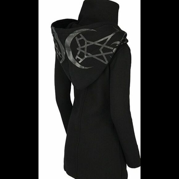 Gothic Hoodie Jacket with pockets and double zippers. - Picture 6 of 10